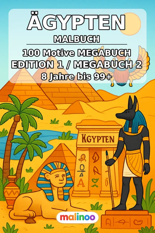 Ägypten Malbuch 100 Ausmalbilder gedruckt+gebunden – Cover
