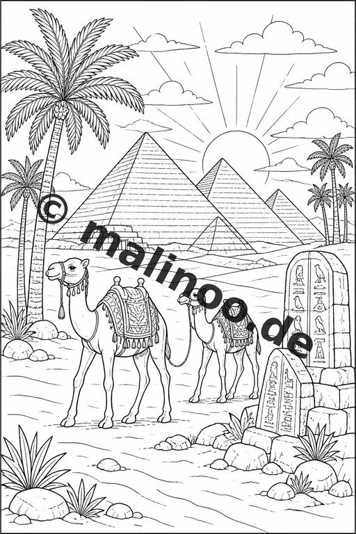 Ägypten Malbuch 100 Ausmalbilder gedruckt und gebunden – Vorschaubild 1