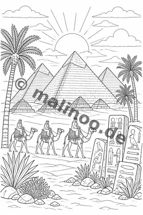 Ägypten Malbuch 100 Ausmalbilder gedruckt+gebunden – Vorschaubild 1