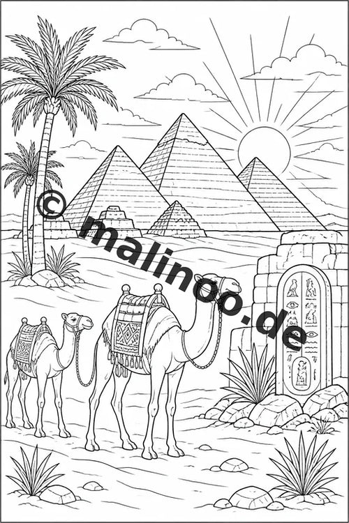 Ägypten Malbuch 100 Ausmalbilder gedruckt und gebunden – Vorschaubild 1