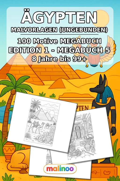 Ägypten Malbuch 100 Ausmalbilder gedruckt+lose – Cover