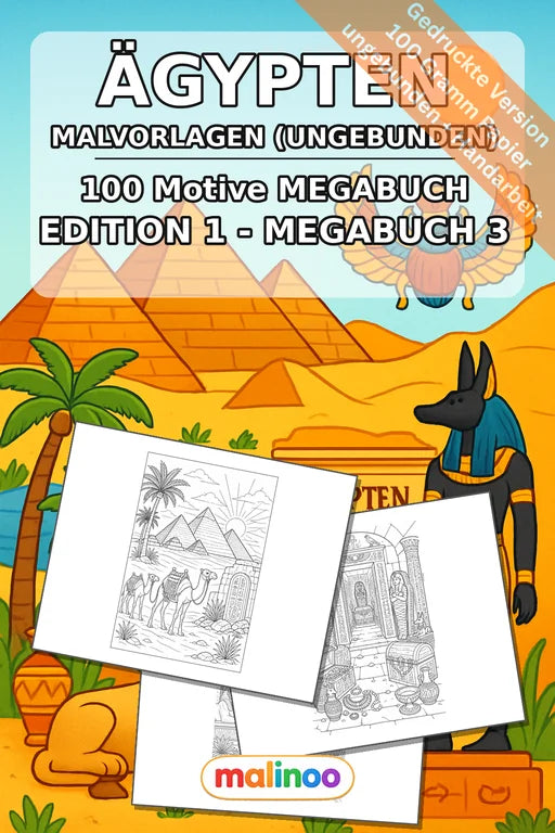 Ägypten Malbuch 100 Ausmalbilder gedruckt, ungebunden – Cover