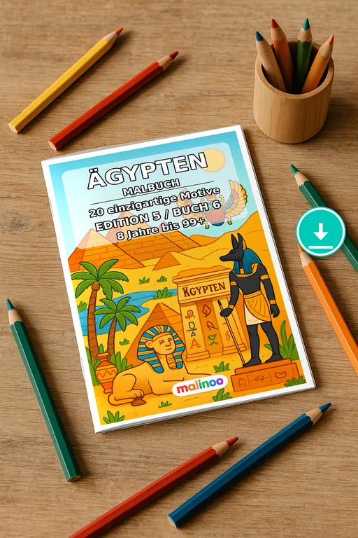 Ägypten Malbuch 20 Ausmalbilder PDF Download – Mockup-Ansicht