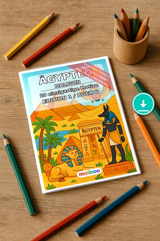 Ägypten Malbuch 20 Ausmalbilder PDF Download digital – Mockup-Ansicht