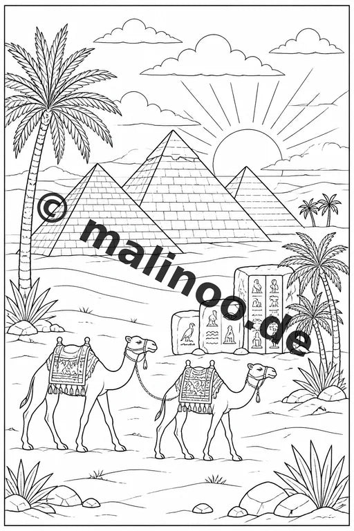 Ägypten Malbuch 20 Ausmalbilder PDF Download digital – Vorschaubild 1