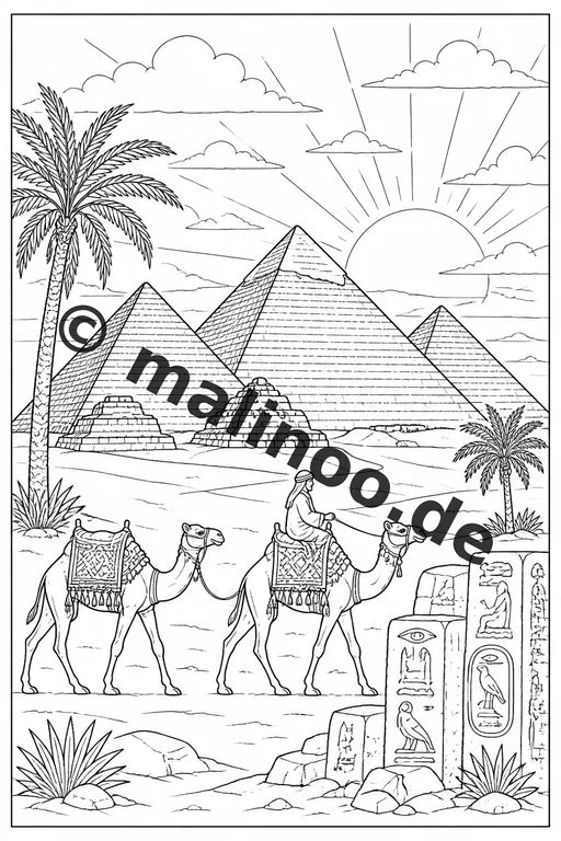 Ägypten Malbuch 20 Ausmalbilder PDF Download digital – Vorschaubild 1