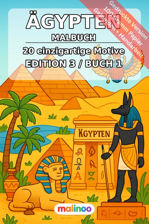 Ägypten Malbuch 20 Ausmalbilder gedruckt und gebunden – Cover