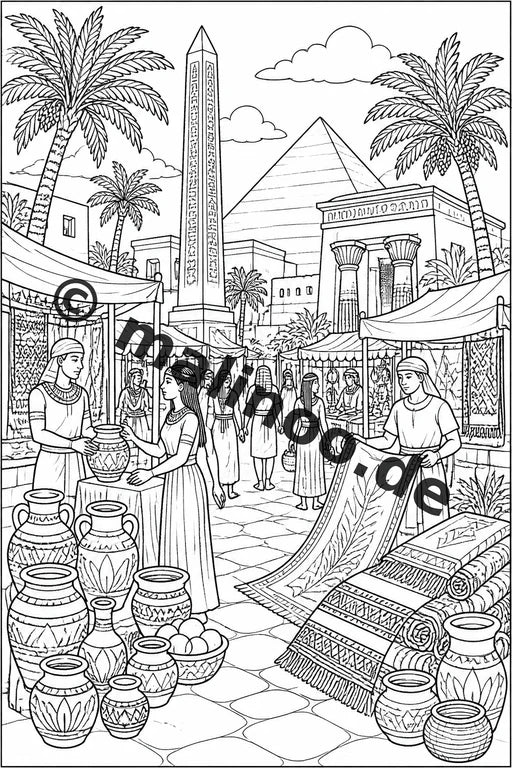 Ägypten Malbuch 20 Ausmalbilder gedruckt und gebunden – Vorschaubild 3