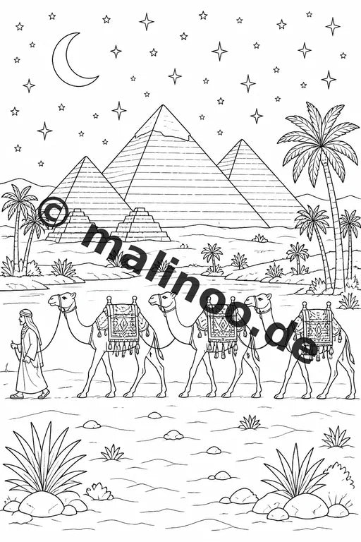 Ägypten Malbuch 20 Ausmalbilder gedruckt und gebunden – Vorschaubild 4