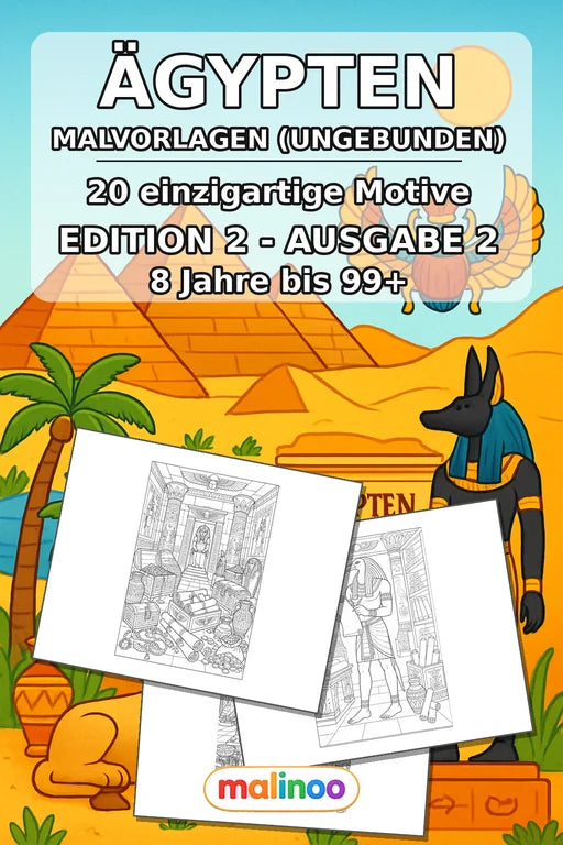 Ägypten Malbuch 20 Ausmalbilder gedruckt+lose – Cover