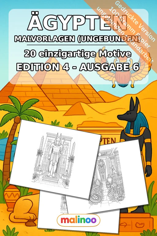 Ägypten Malbuch 20 Ausmalbilder gedruckt, ungebunden – Cover