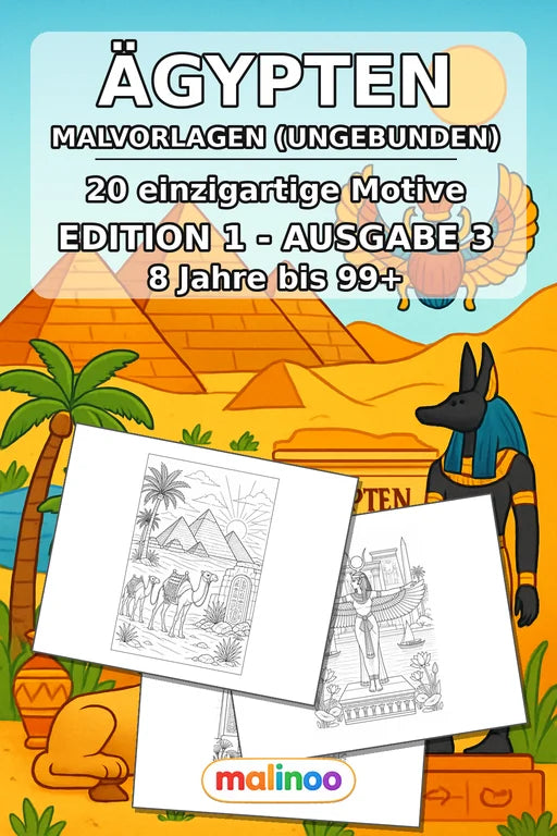 Ägypten Malbuch 20 Ausmalbilder gedruckt+lose – Cover