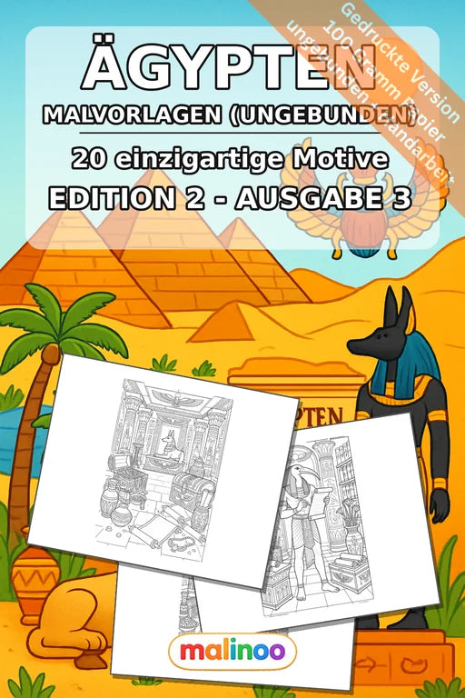 Ägypten Malbuch 20 Ausmalbilder gedruckt, ungebunden – Cover
