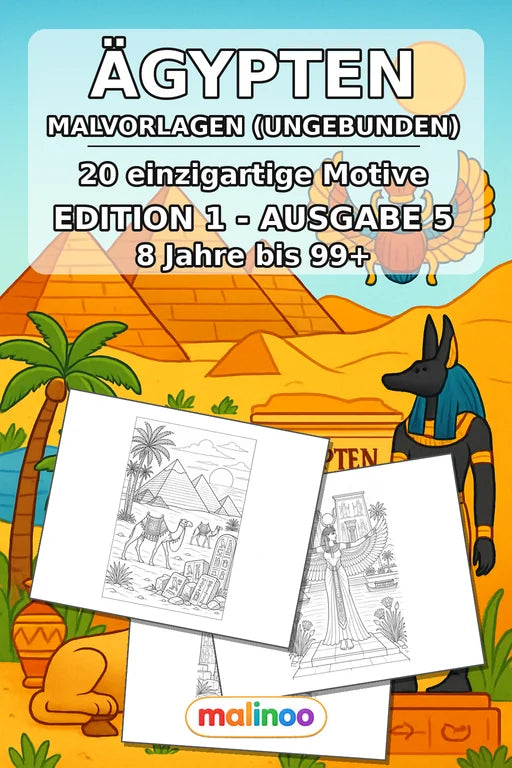 Ägypten Malbuch 20 Ausmalbilder gedruckt+lose – Cover