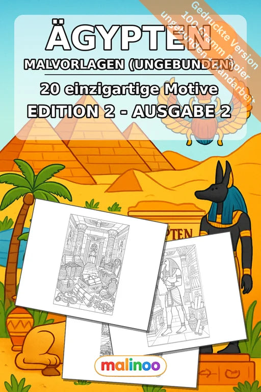 Ägypten Malbuch 20 Ausmalbilder gedruckt, ungebunden – Cover