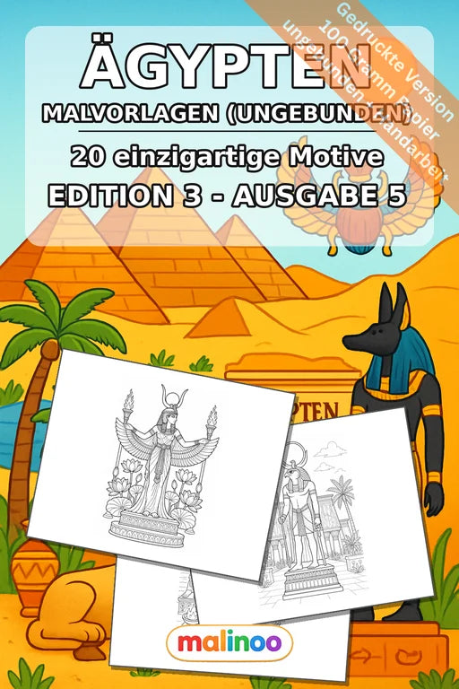 Ägypten Malbuch 20 Ausmalbilder gedruckt, ungebunden – Cover