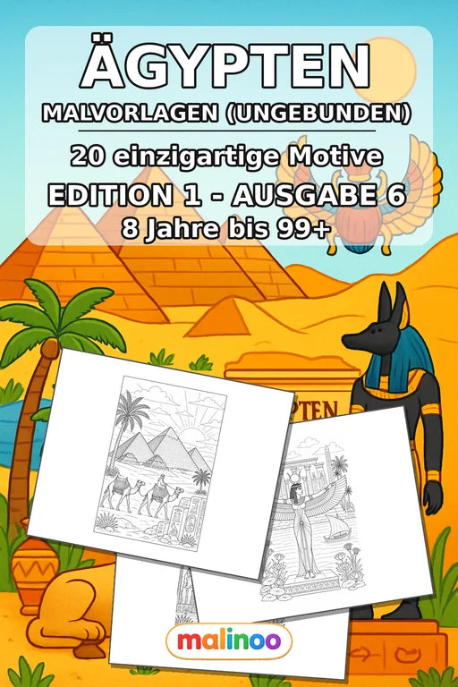 Ägypten Malbuch 20 Ausmalbilder gedruckt+lose – Cover