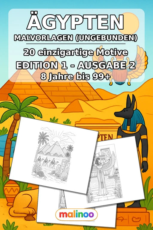 Ägypten Malbuch 20 Ausmalbilder gedruckt+lose – Cover