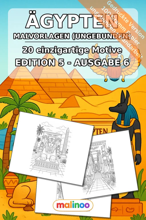 Ägypten Malbuch 20 Ausmalbilder gedruckt, ungebunden – Cover