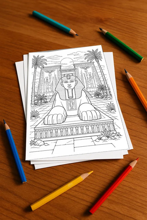 Ägypten Malbuch 20 Ausmalbilder gedruckt+lose – Mockup-Ansicht