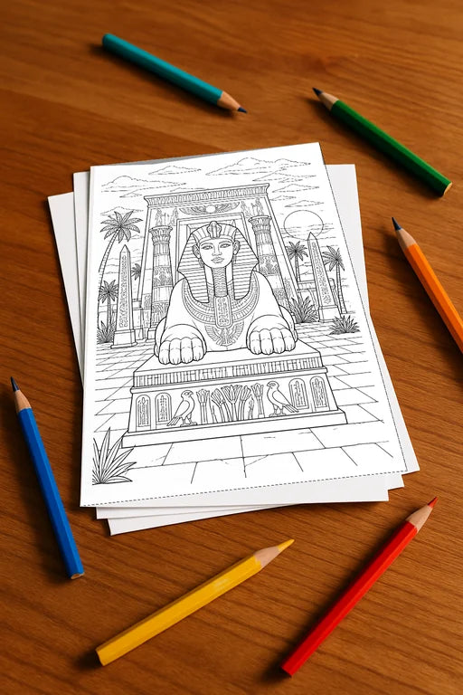 Ägypten Malbuch 20 Ausmalbilder gedruckt+lose – Mockup-Ansicht