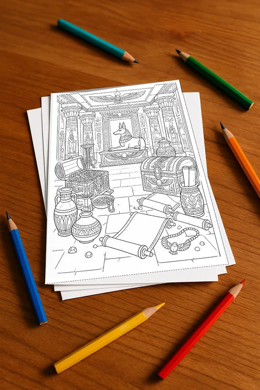 Ägypten Malbuch 20 Ausmalbilder gedruckt+lose – Mockup-Ansicht