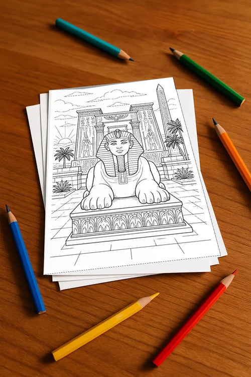 Ägypten Malbuch 20 Ausmalbilder gedruckt+lose – Mockup-Ansicht