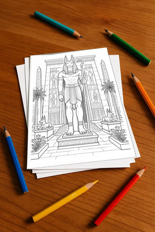 Ägypten Malbuch 20 Ausmalbilder gedruckt+lose – Mockup-Ansicht
