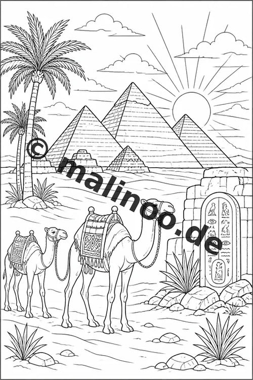 Ägypten Malbuch 20 Ausmalbilder gedruckt, ungebunden – Vorschaubild 1