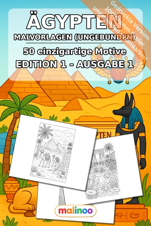 Ägypten Malbuch 50 Ausmalbilder gedruckt, ungebunden – Cover