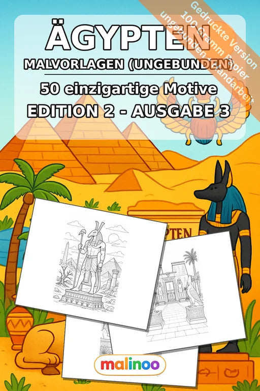 Ägypten Malbuch 50 Ausmalbilder gedruckt, ungebunden – Cover