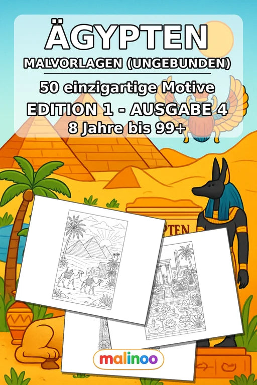 Ägypten Malbuch 50 Ausmalbilder gedruckt+lose – Cover