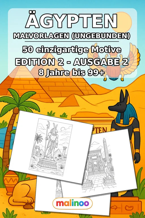 Ägypten Malbuch 50 Ausmalbilder gedruckt+lose – Cover