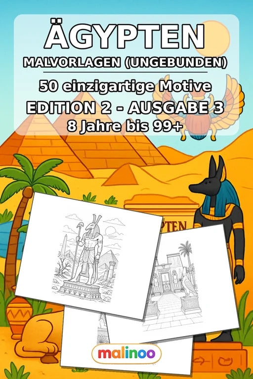 Ägypten Malbuch 50 Ausmalbilder gedruckt+lose – Cover