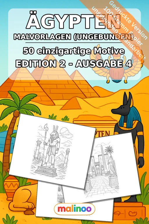 Ägypten Malbuch 50 Ausmalbilder gedruckt, ungebunden – Cover