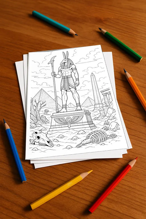 Ägypten Malbuch 50 Ausmalbilder gedruckt+lose – Mockup-Ansicht