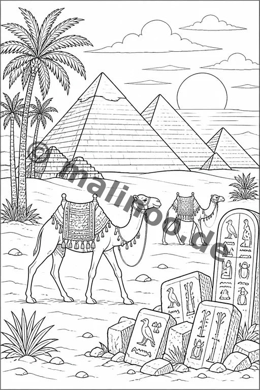 Ägypten Malbuch 50 Ausmalbilder gedruckt+lose – Vorschaubild 1