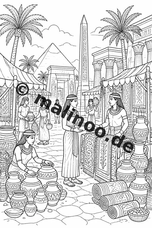 Ägypten Malbuch 50 Ausmalbilder gedruckt, ungebunden – Vorschaubild 3