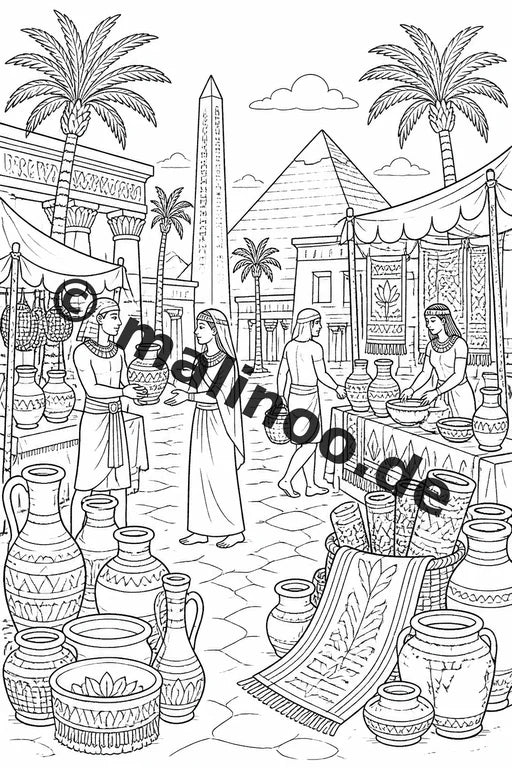 Ägypten Malbuch 50 Ausmalbilder gedruckt, ungebunden – Vorschaubild 3