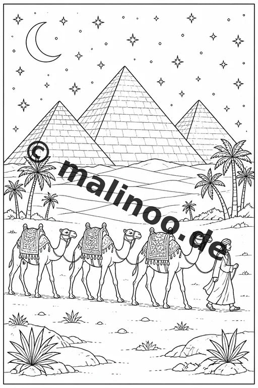 Ägypten Malbuch 50 Ausmalbilder gedruckt, ungebunden – Vorschaubild 4