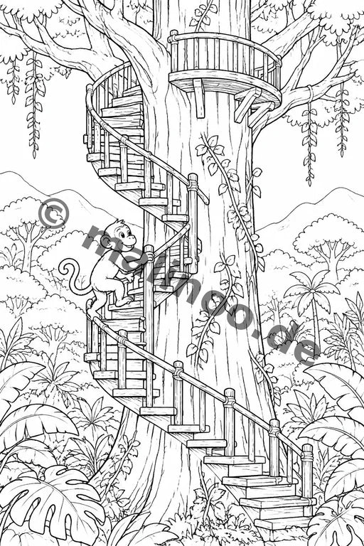 Affen Malbuch 20 Ausmalbilder PDF Download – Vorschaubild 5