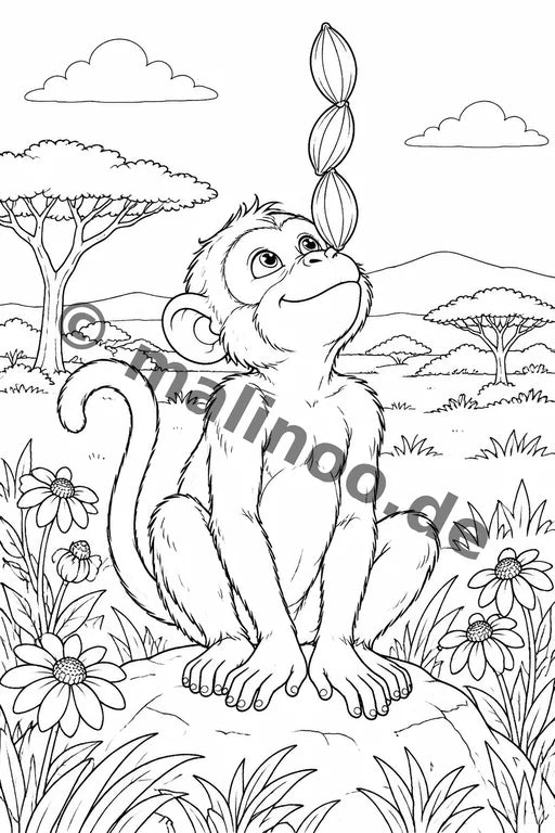 Affen Malbuch 20 Ausmalbilder gedruckt+gebunden – Vorschaubild 10