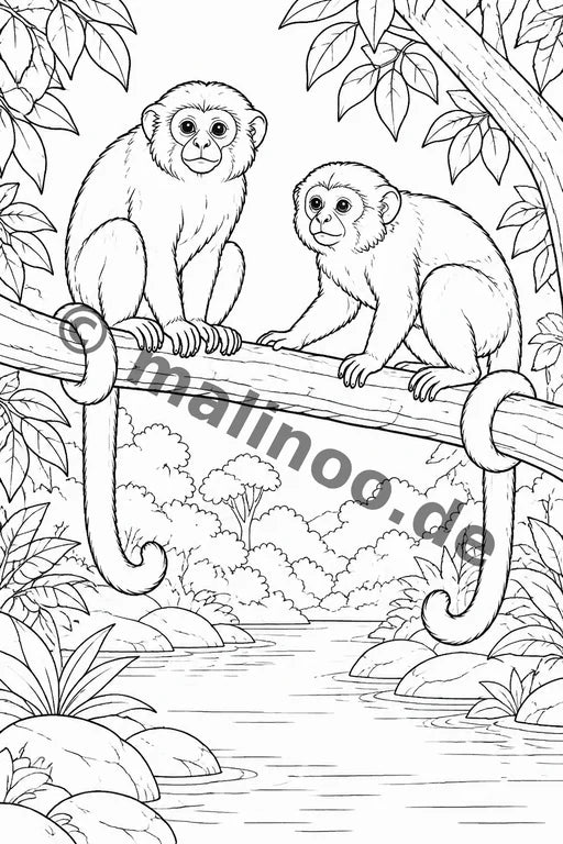 Affen Malbuch 20 Ausmalbilder gedruckt+gebunden – Vorschaubild 3