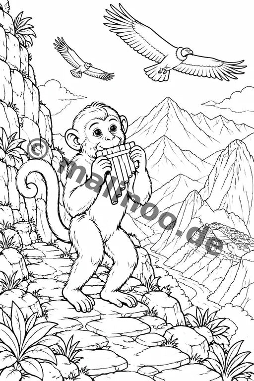 Affen Malbuch 20 Ausmalbilder gedruckt+gebunden – Vorschaubild 4