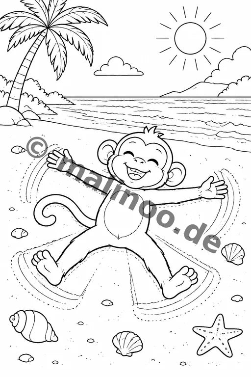 Affen Malbuch 20 Ausmalbilder gedruckt+gebunden – Vorschaubild 8