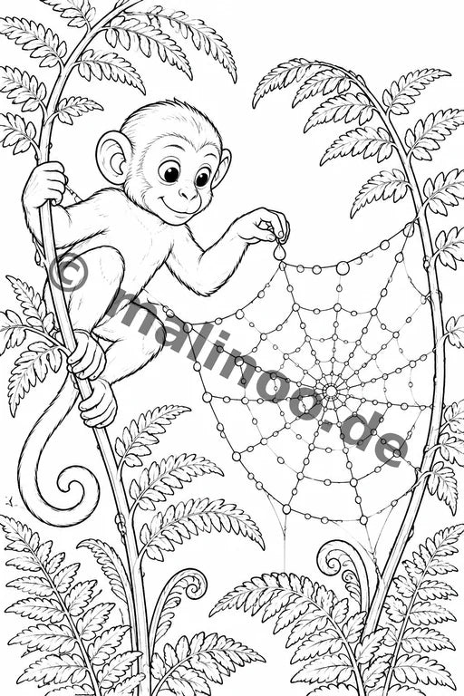 Affen Malbuch 20 Ausmalbilder gedruckt+lose – Vorschaubild 1