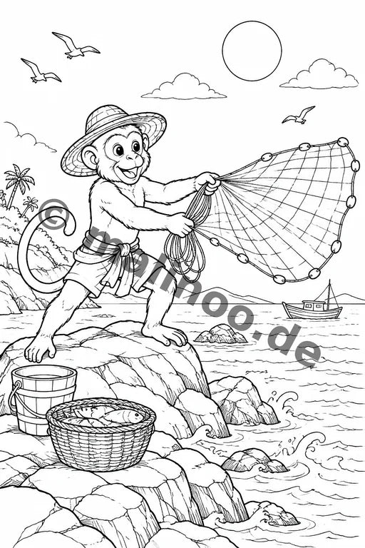 Affen Malbuch 50 Ausmalbilder gedruckt+gebunden – Vorschaubild 9