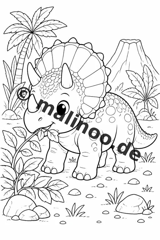 Baby-Dinosaurier Malbuch 100 Ausmalbilder gedruckt, ungebunden – Vorschaubild 3