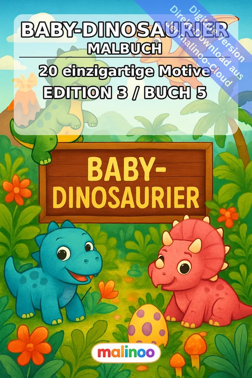 Baby-Dinosaurier Malbuch 20 Ausmalbilder PDF Download digital – Cover