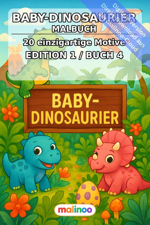 Baby-Dinosaurier Malbuch 20 Ausmalbilder PDF Download digital – Cover